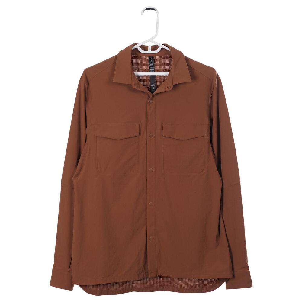 Lululemon Shirt M Copper Brown Snap Button Double Pocket Long Sleeve Overshirt